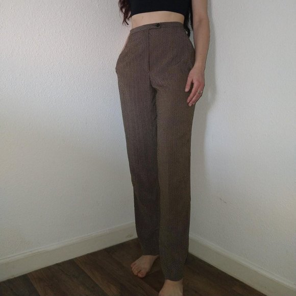 High Waist Neutral Pattern Straight Leg Trousers - Picture 1 of 4